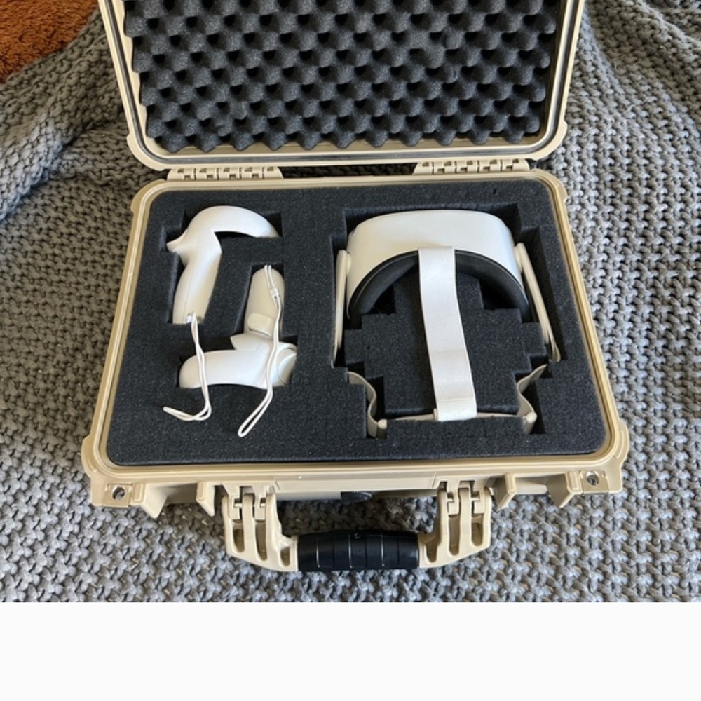 VR Headset with Controllers in Protective Case